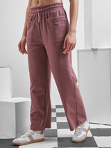 Women's Purple Casual Relaxed-Fit Mid-Rise Trackpant