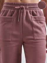 Women's Purple Casual Relaxed-Fit Mid-Rise Trackpant
