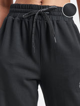Women's Black Casual Solid Regular Fit Trackpant