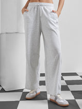 Women's Grey Casual Solid Relaxed Fit Trackpant