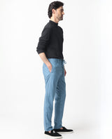 Men's Blue Casual Regular Fit Solid Trouser