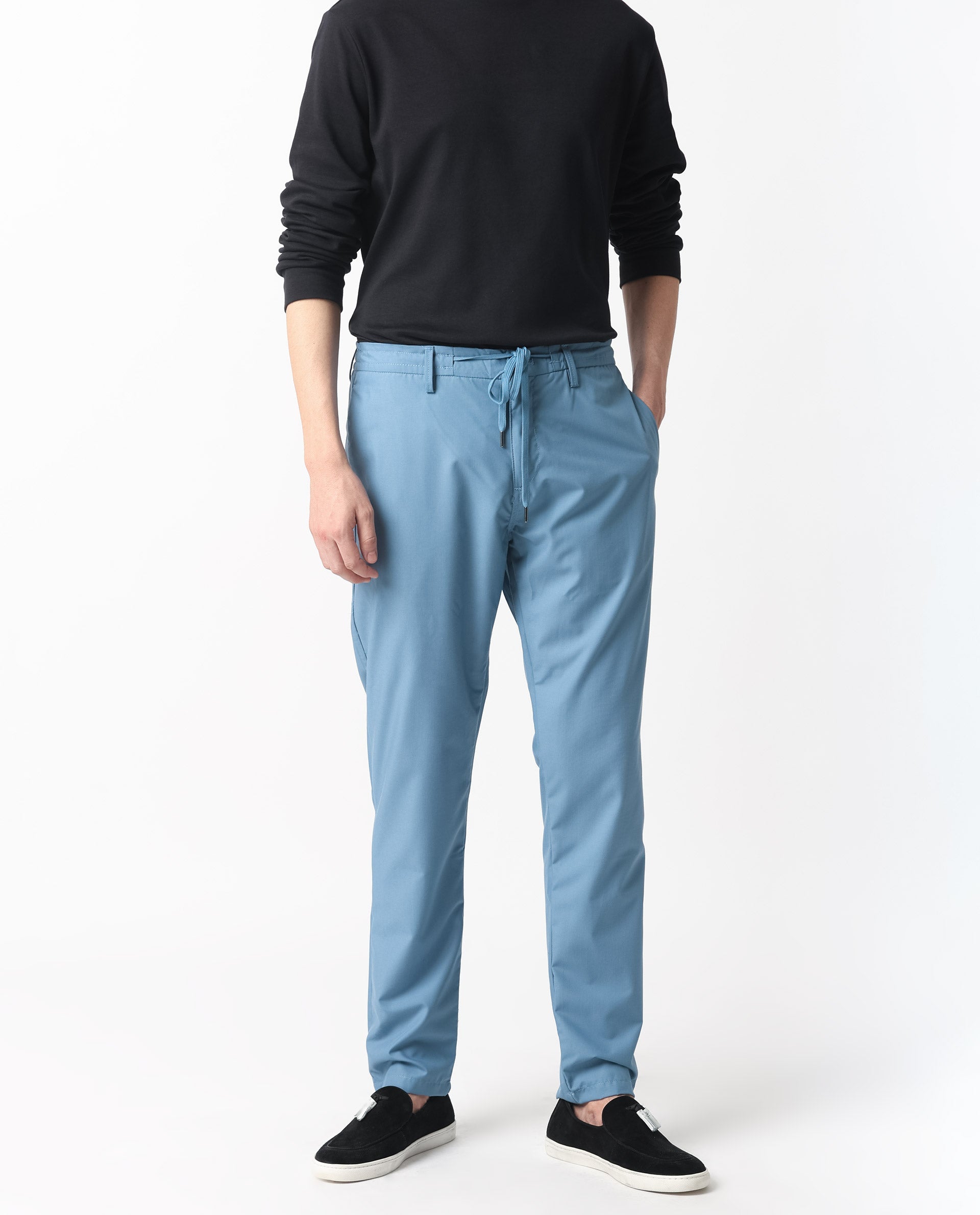 Men's Blue Casual Regular Fit Solid Trouser