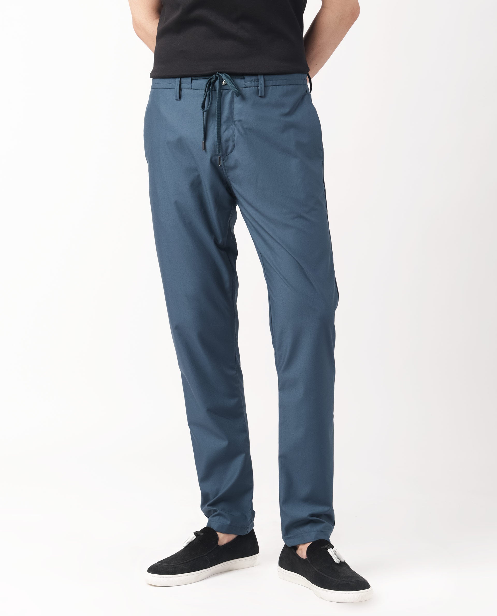 Men's Blue Casual Regular Fit Solid Trouser