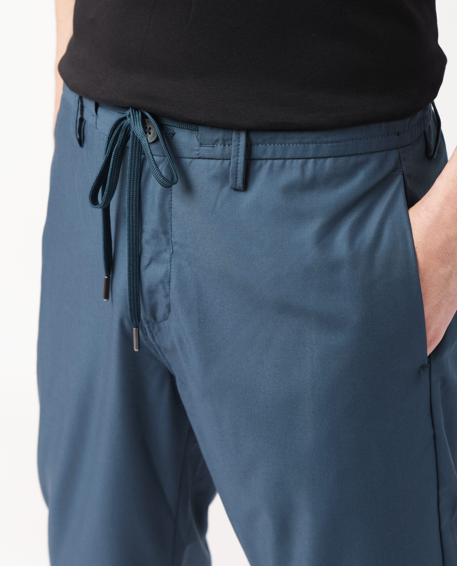 Men's Blue Casual Regular Fit Solid Trouser