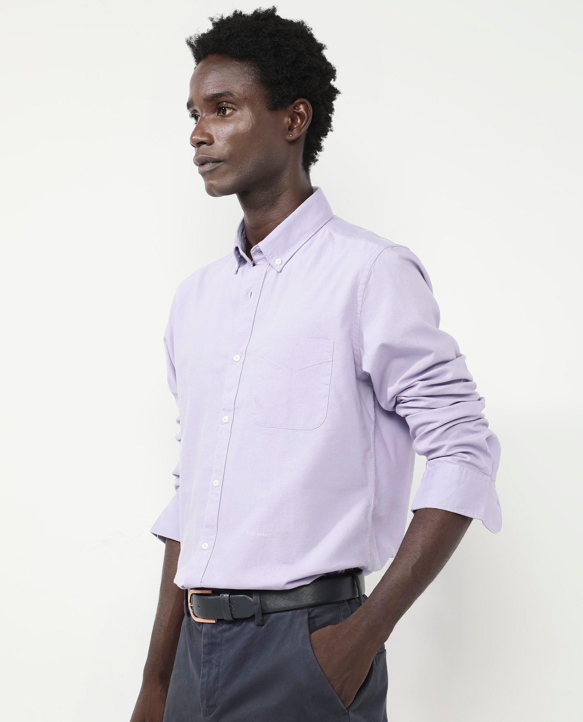 Men's Purple Formal Regular Fit Solid Full Sleeves Shirt