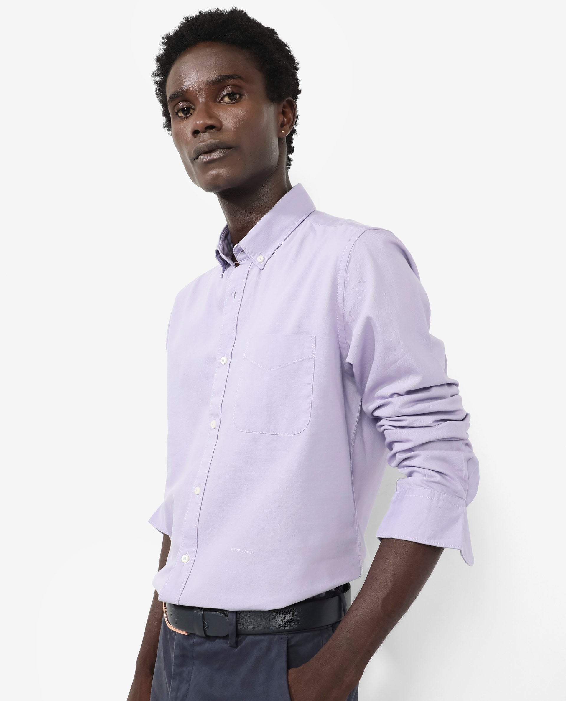 Men's Purple Formal Regular Fit Solid Full Sleeves Shirt