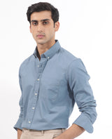 Men's Blue Formal Regular Fit Solid Full Sleeves Shirt