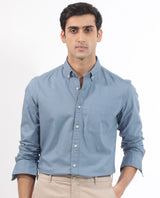 Men's Blue Formal Regular Fit Solid Full Sleeves Shirt