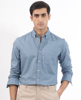 Men's Blue Formal Regular Fit Solid Full Sleeves Shirt