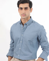 Men's Blue Formal Regular Fit Solid Full Sleeves Shirt