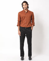 Men's Brown Formal Regular Fit Solid Full Sleeves Shirt