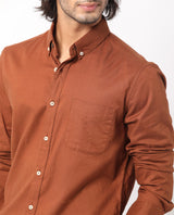 Men's Brown Formal Regular Fit Solid Full Sleeves Shirt