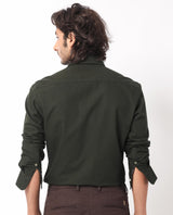 Men's Green Formal Regular Fit Solid Full Sleeves Shirt