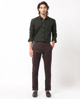Men's Green Formal Regular Fit Solid Full Sleeves Shirt