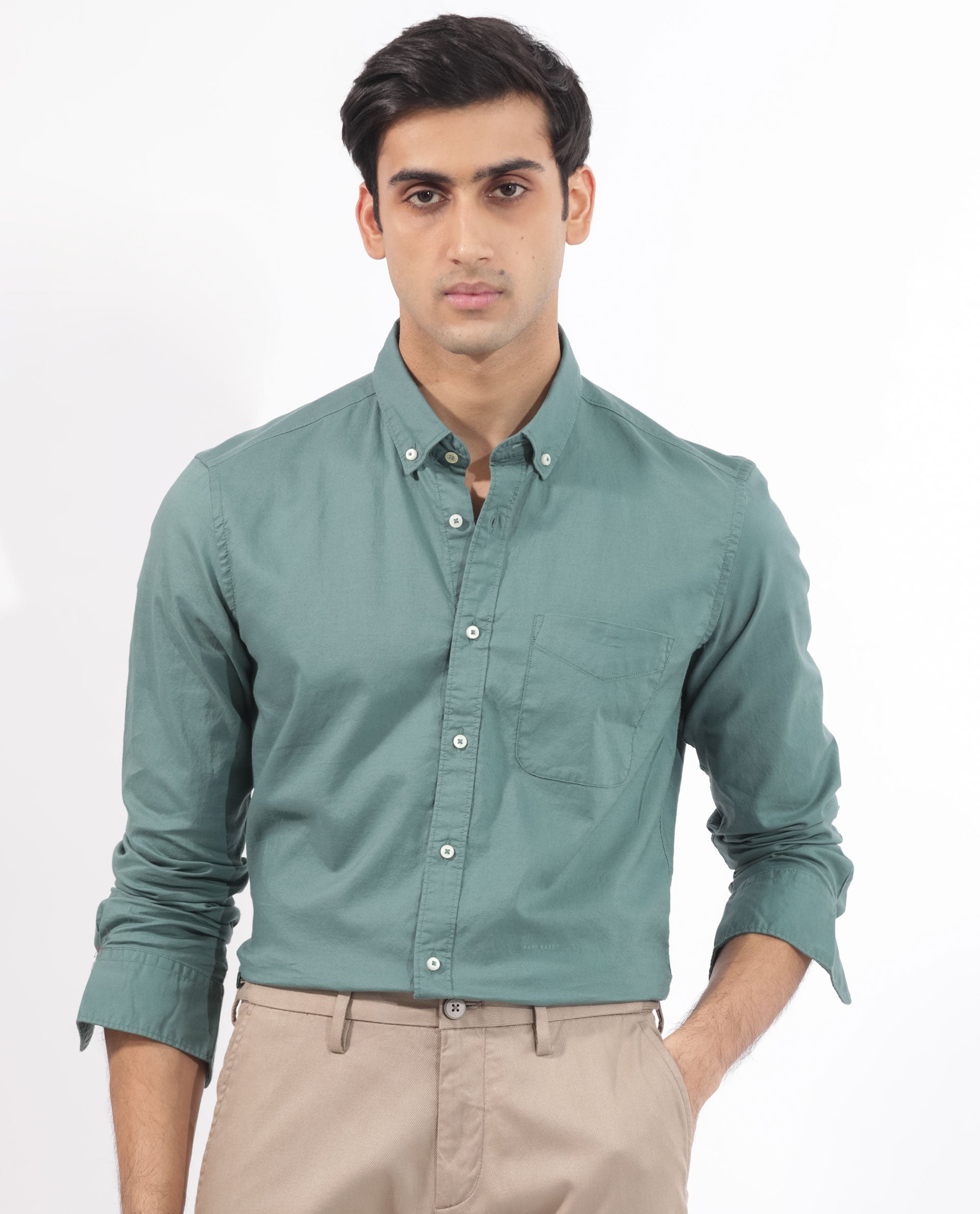 Men's Blue Formal Regular Fit Solid Full Sleeves Shirt