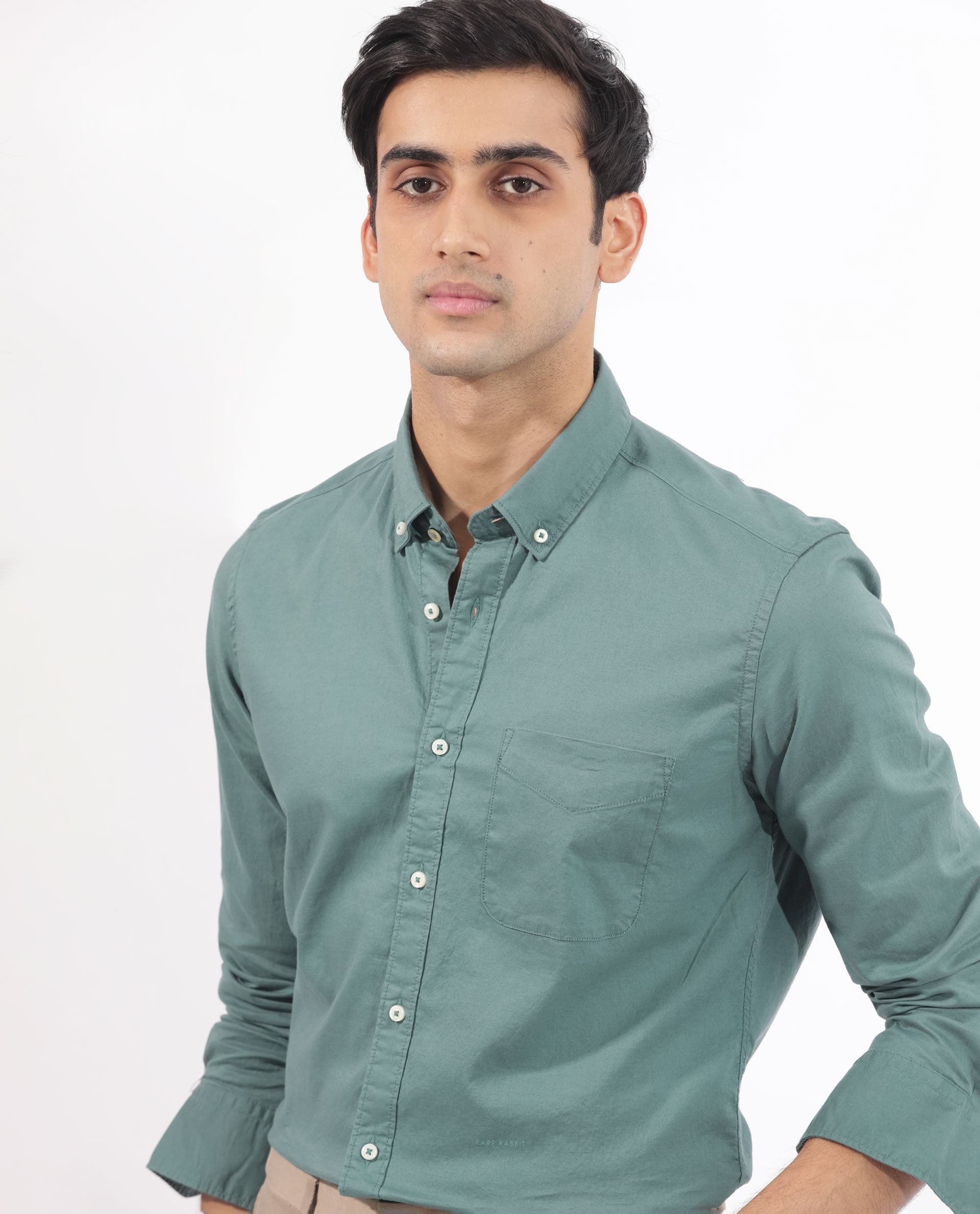 Men's Blue Formal Regular Fit Solid Full Sleeves Shirt