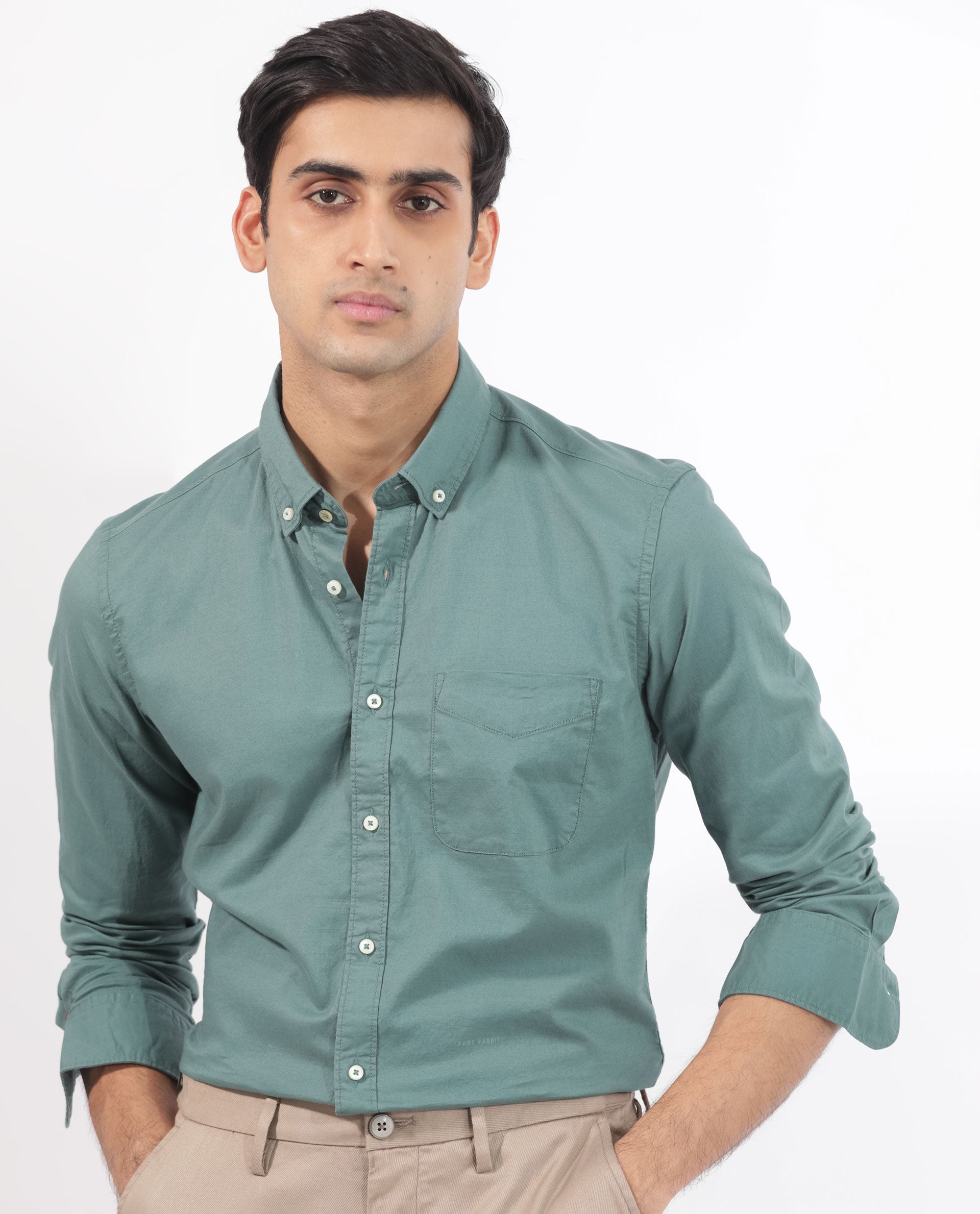 Men's Blue Formal Regular Fit Solid Full Sleeves Shirt
