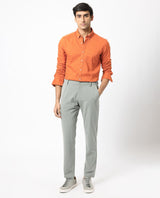 Men's Orange Formal Regular Fit Solid Full Sleeves Shirt