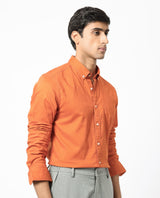 Men's Orange Formal Regular Fit Solid Full Sleeves Shirt