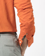 Men's Orange Formal Regular Fit Solid Full Sleeves Shirt