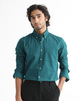 Men's Blue Formal Regular Fit Solid Full Sleeves Shirt