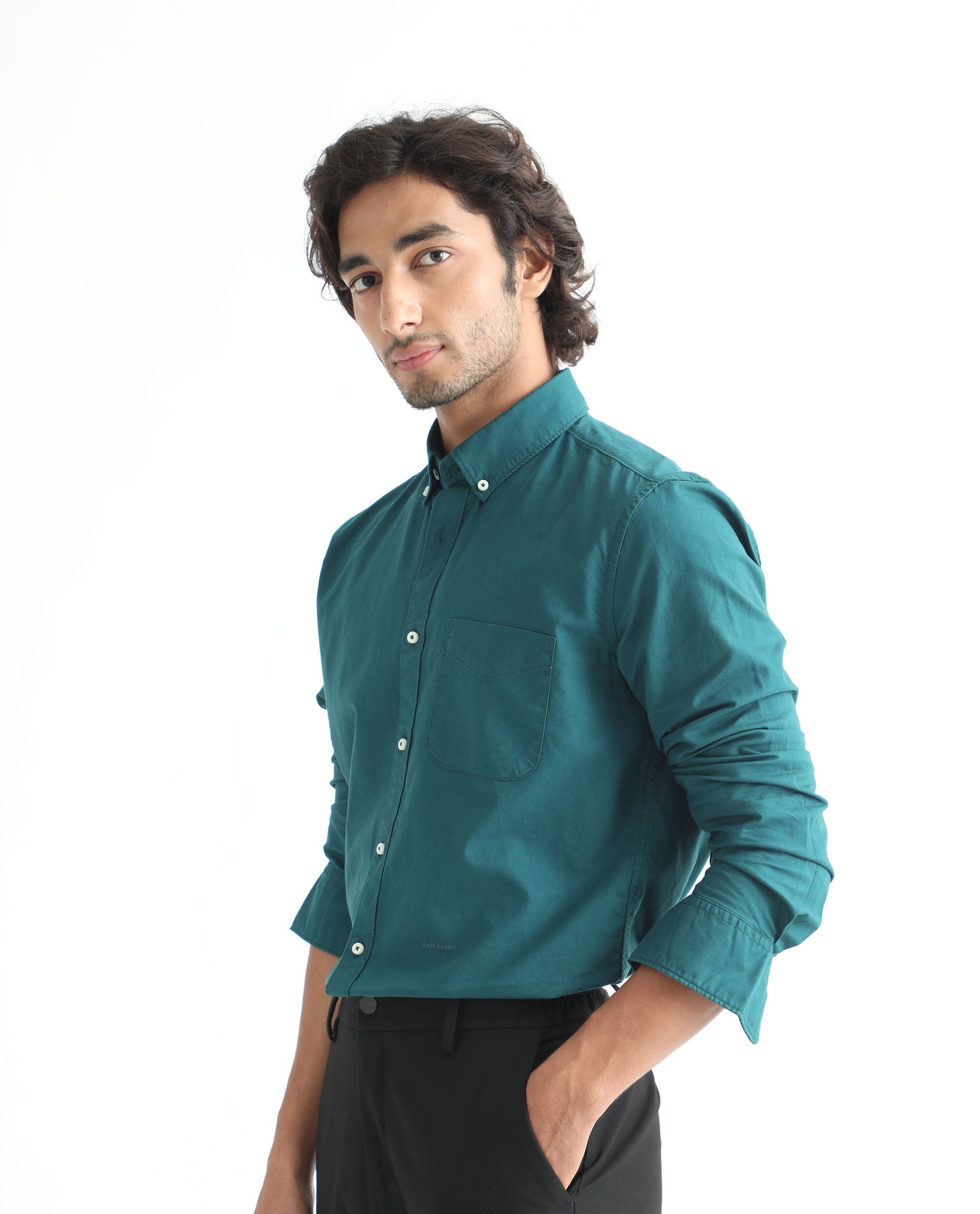 Men's Blue Formal Regular Fit Solid Full Sleeves Shirt