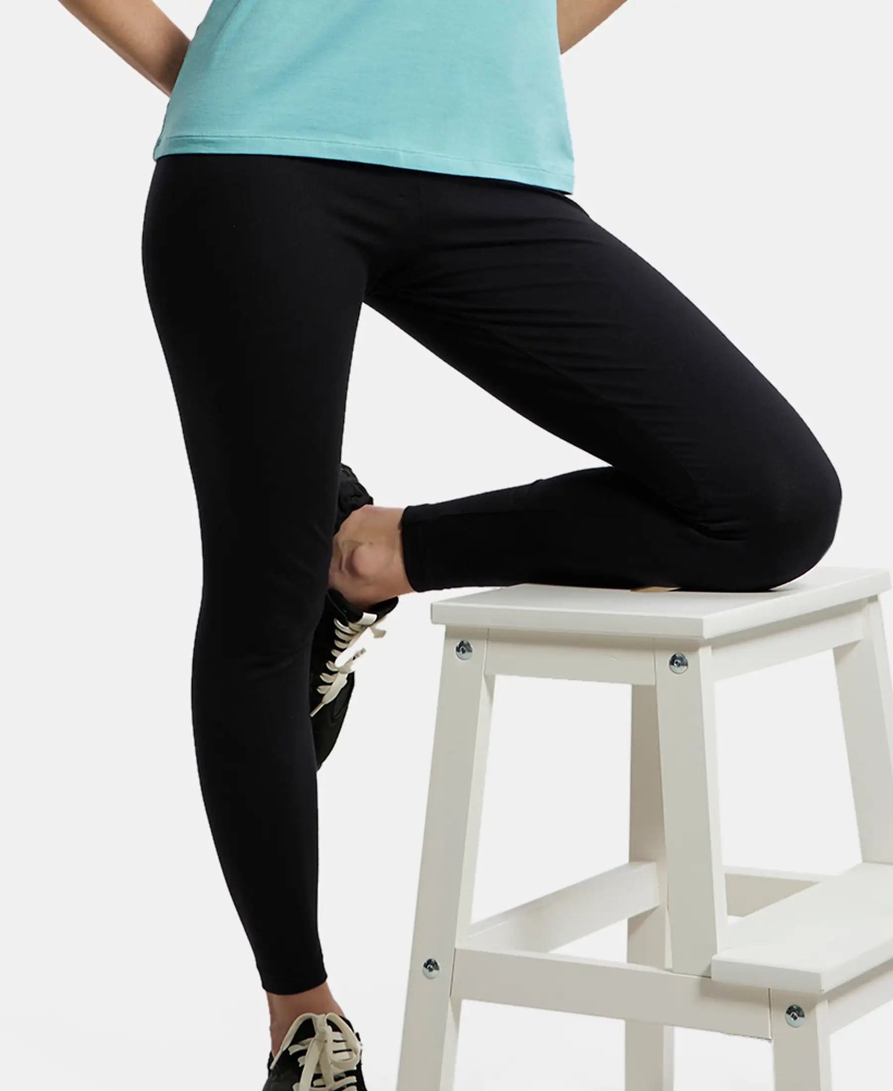Women's Black Cotton Stretch Legging