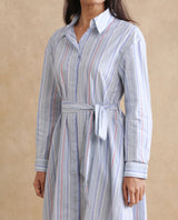 Women's Blue Casual Full Sleeves Dress