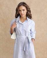 Women's Blue Casual Full Sleeves Dress