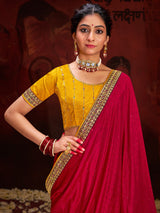 Women's Pink Festive Saree