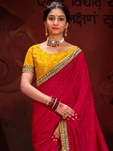 Women's Pink Festive Saree