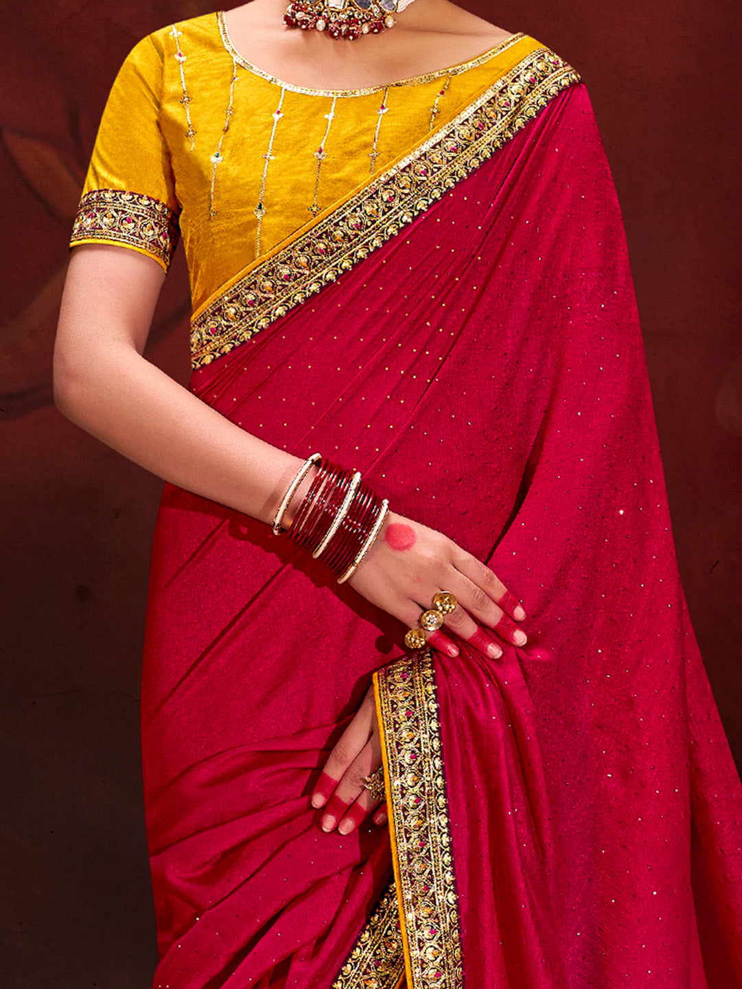 Women's Pink Festive Saree