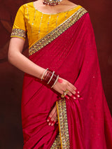 Women's Pink Festive Saree