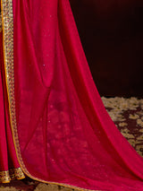 Women's Pink Festive Saree