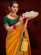 Women's Yellow Festive Saree
