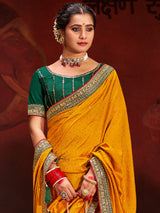 Women's Yellow Festive Saree