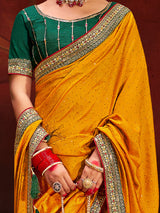 Women's Yellow Festive Saree