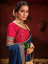 Women's Navy Blue Festive Saree