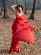 Women's Red Mulberry Silk Saree