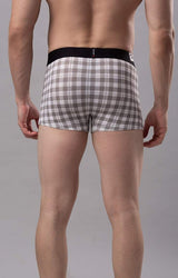 Men's White Checks Mid-Rise Printed Trunk