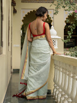 Women's Green Cotton Slub Saree
