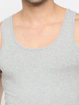 Men's Grey Melange Solid Round Neck Vest