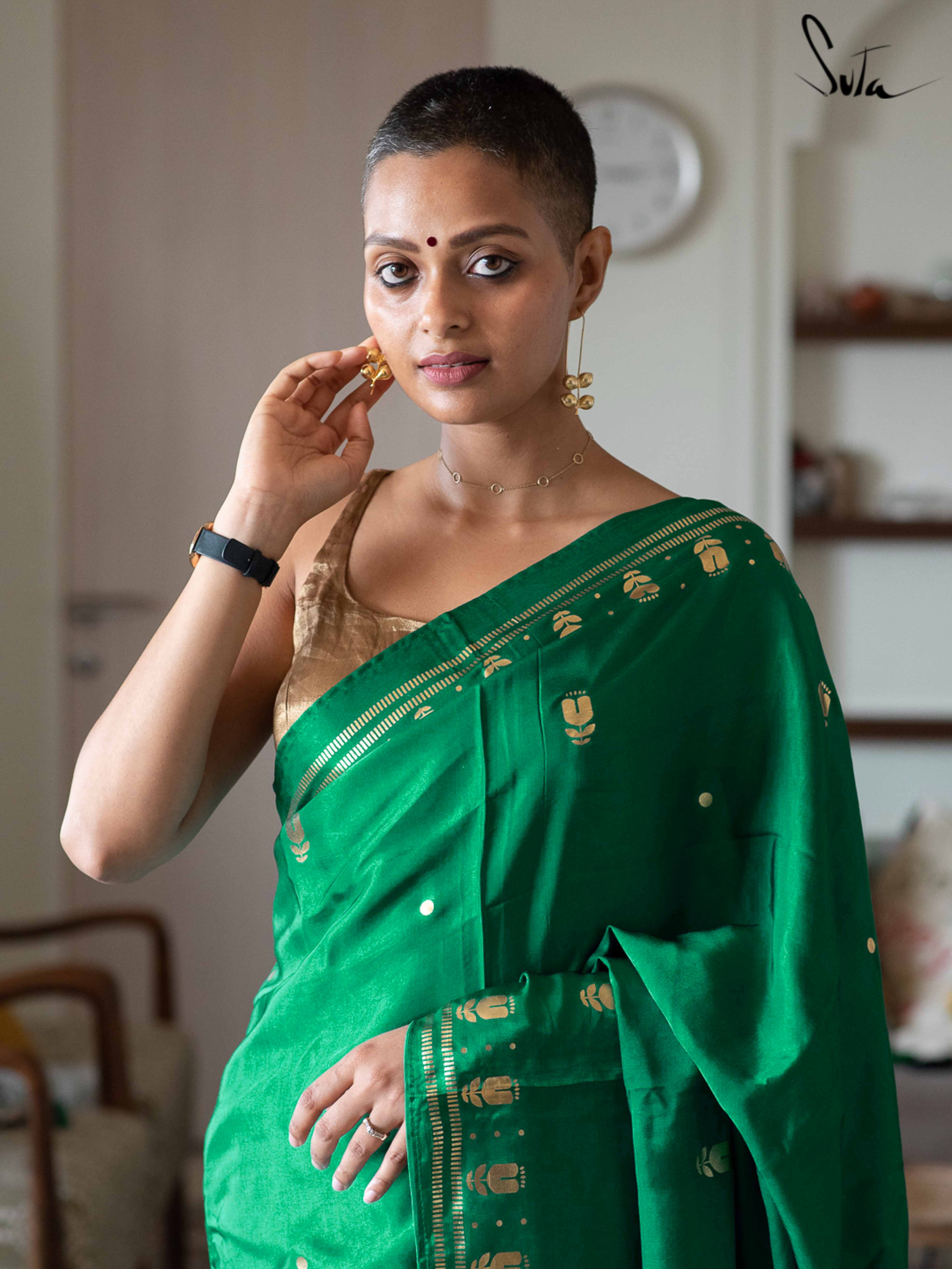 Women's Green Modal Viscose Saree