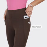 Women's Brown Solid Sports High Rise Pant