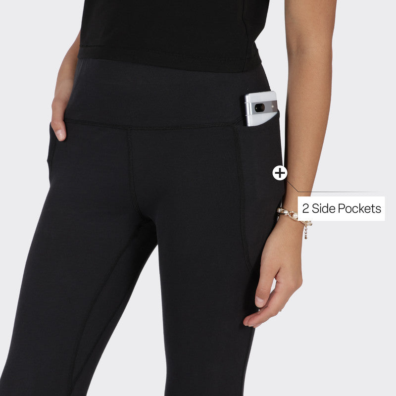 Women's Black Solid Sports High Rise Pant