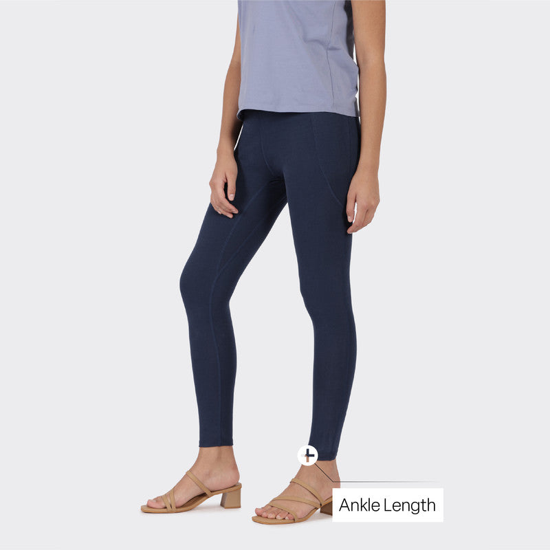Women's Blue Solid Sports High Rise Pant