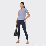 Women's Blue Solid Sports High Rise Pant