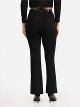 Women's Black Solid Sports High Rise Pant - Tall