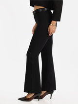 Women's Black Solid Sports High Rise Pant - Tall