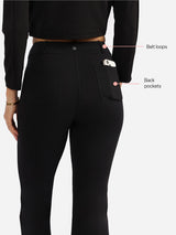 Women's Black Solid Sports High Rise Pant - Tall